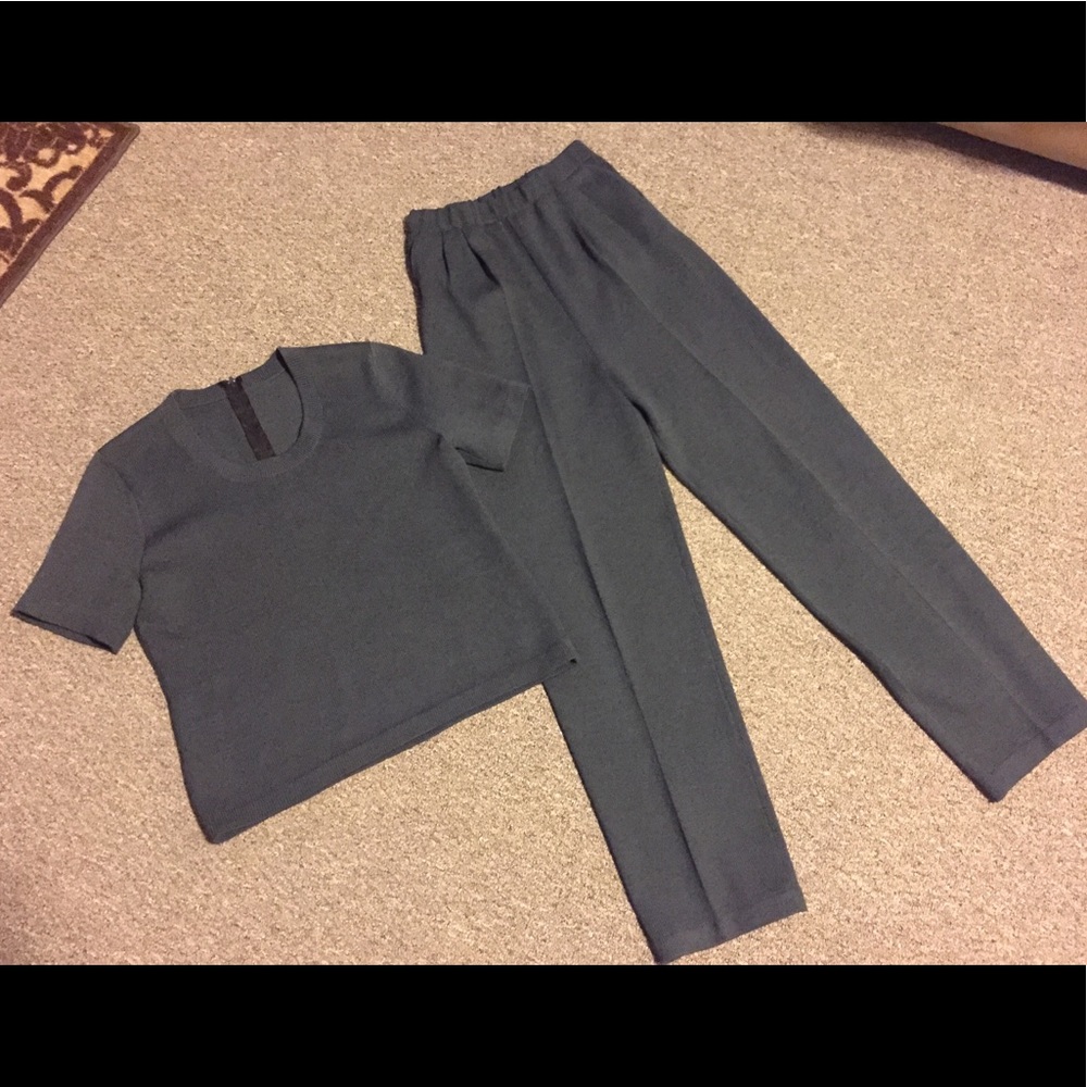 St John Vintage Wool Santana knit 2pc pants set M
